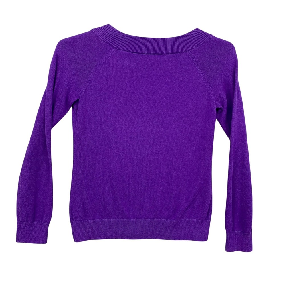 Lauren Ralph Lauren Purple Ribbed Knit Sweater Buckle Detail Long Sleeve Women M - Picture 10 of 10
